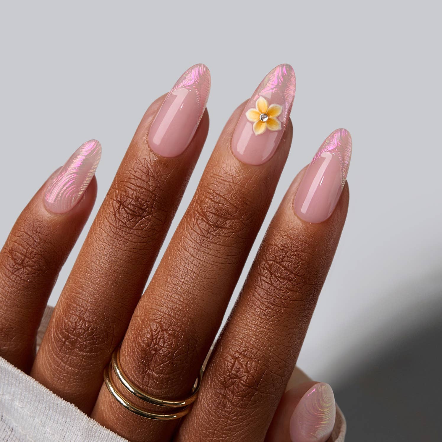 Summer Beach Blue Fake Nails-3D Starfish Shell French Design: Dotted Overalls