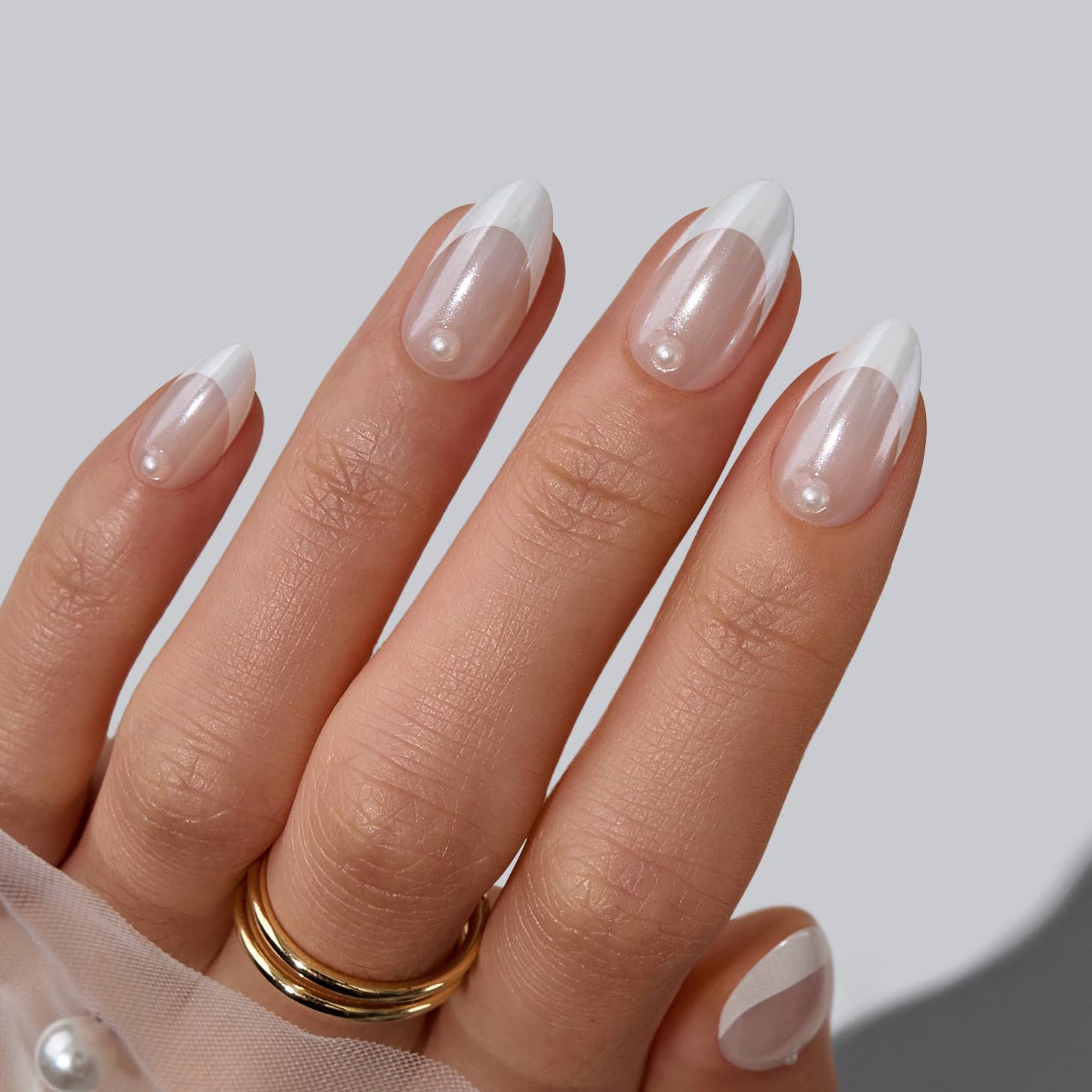 Short Square French Tip Nails - Wedding Press On Nails Bulk: Steadfast Vow