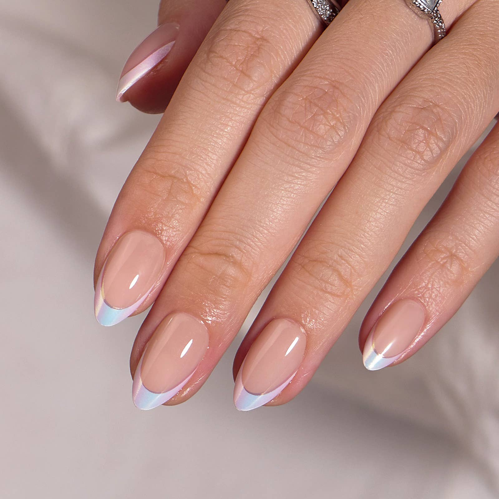 Classic Short Almond Nails - White French Tip Press On Nails: Classic