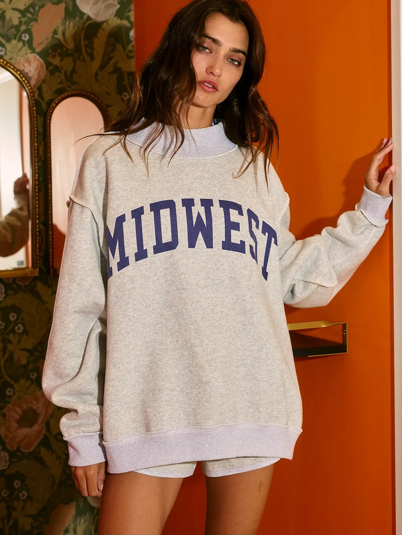 "MIDWEST"/"OPE" Reversible Mockneck Sweatshirt