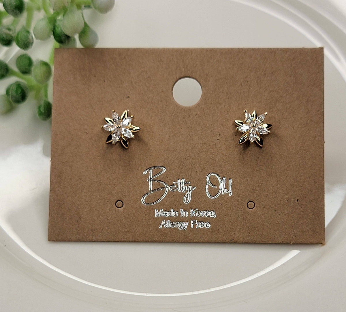 Gold Double Star Post Earrings