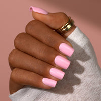 Short Square White Plain Nails - Natural Nude Press On Nails: Power Pink