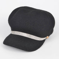 One Rhinestone Line Fashion Cap: BK