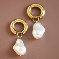 Faux Pearl Hoops