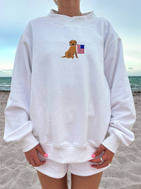 White American Flag Dog Mockneck Sweatshirt