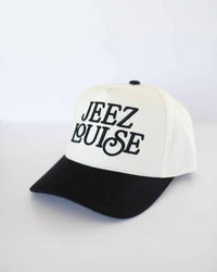 Jeez Louise Unisex Trucker Hat - Black & Cream