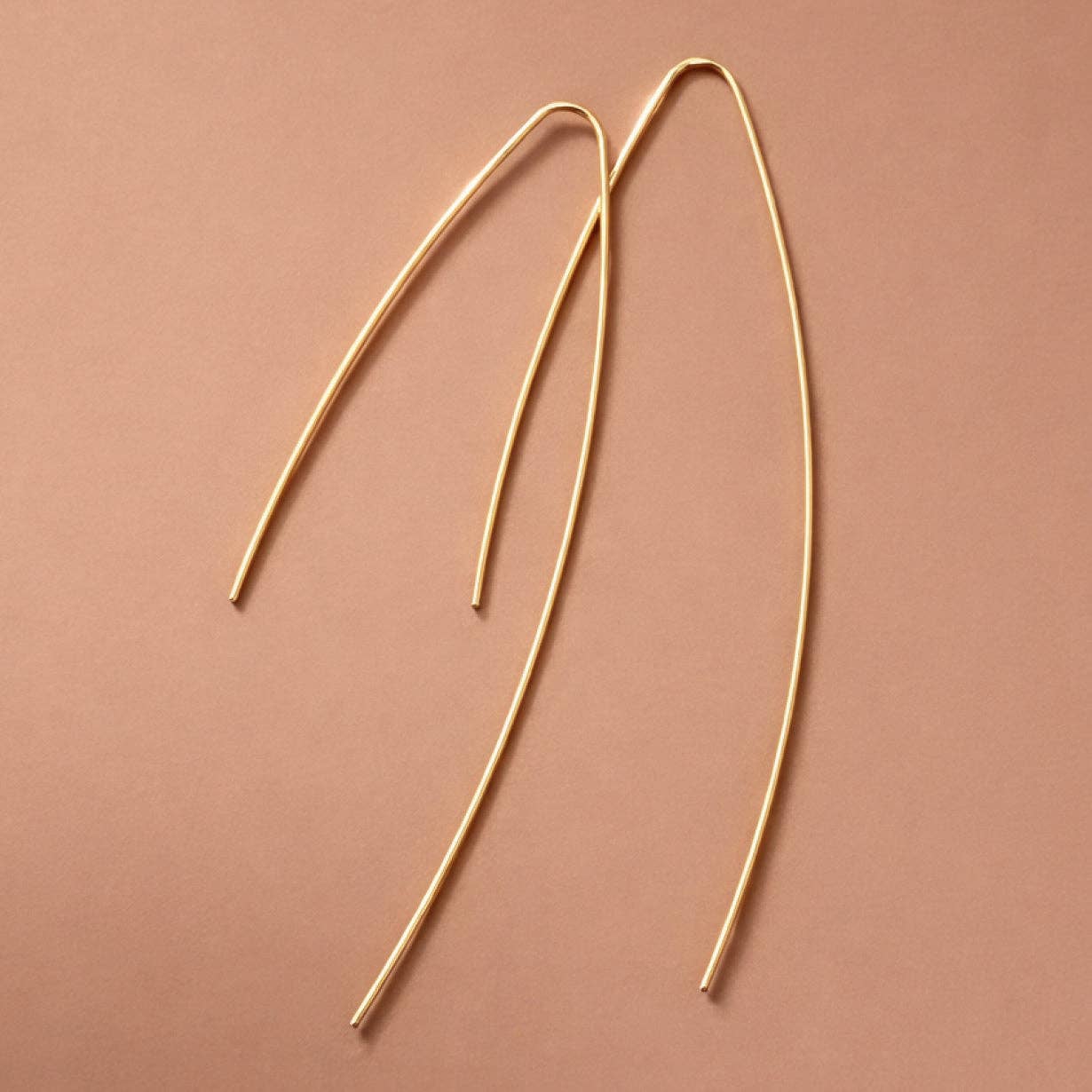 18K Gold Plated Stainless Steel Long Threader Earrings