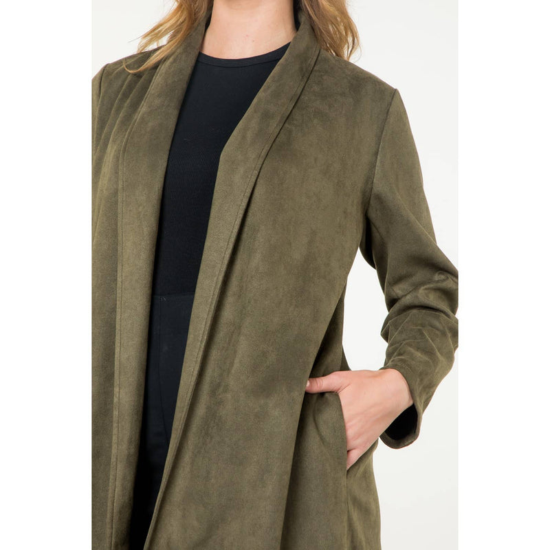 Suede Coat: OLIVE