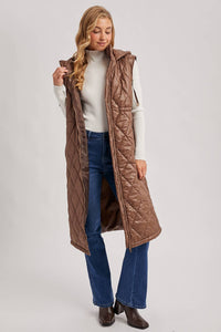 Diamond Quilt Puffer Long Line Vest