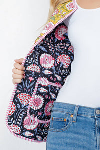 Floral Print Quilted Cotton Jacket