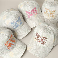 You Look Like You Love Me Embroidery Camo Cap: BEIGE CAMO-BEIGE / ONE SIZE