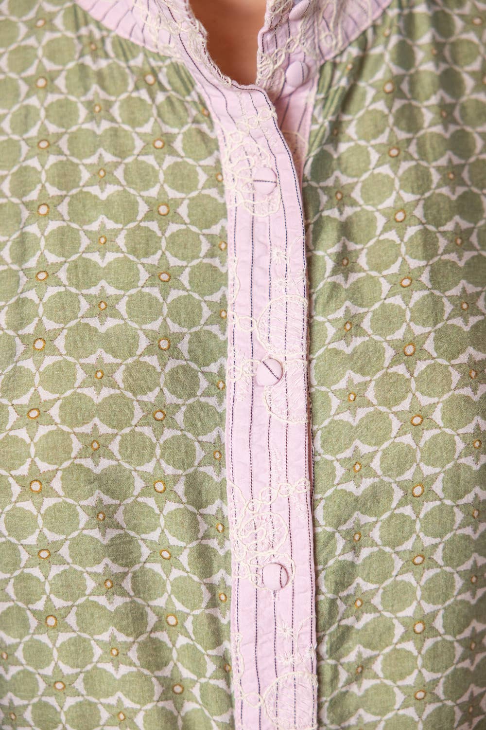 Button Down Floral Embroidered Top