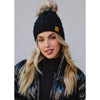 Solid Cable Knit Hat with Pom
