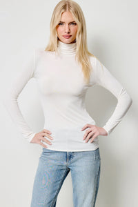 Turtleneck Long Sleeve Fitted Tissue Tee