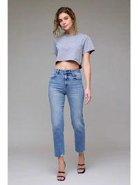 Medium Wash Clean Cropped Straight