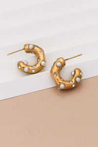 C Hoop Pearl Earrings
