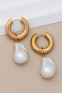 Faux Pearl Hoops