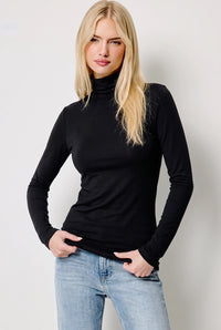 Turtleneck Long Sleeve Fitted Tissue Tee