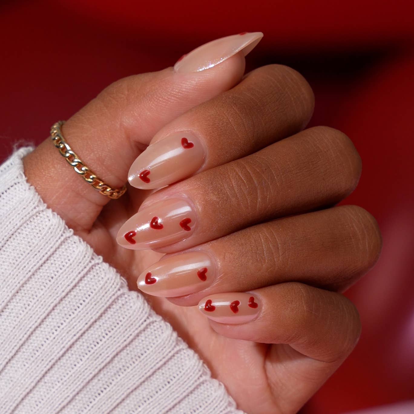 French Tip Press On Nails- Almond 3D Red Lips Valentine Nail: Date Night