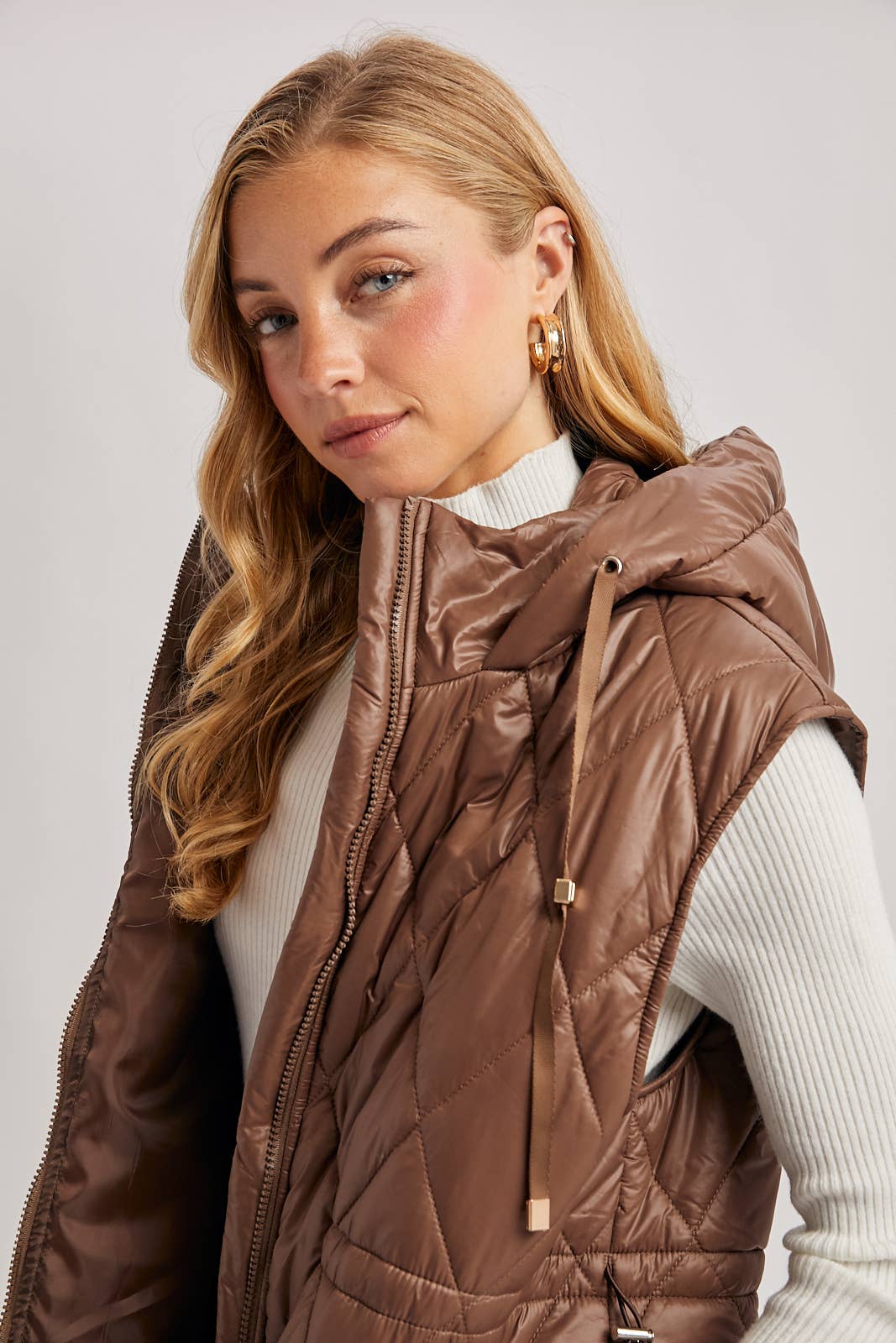 Diamond Quilt Puffer Long Line Vest