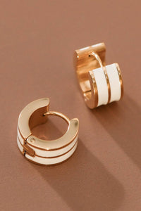 White and Gold Enamel Huggies