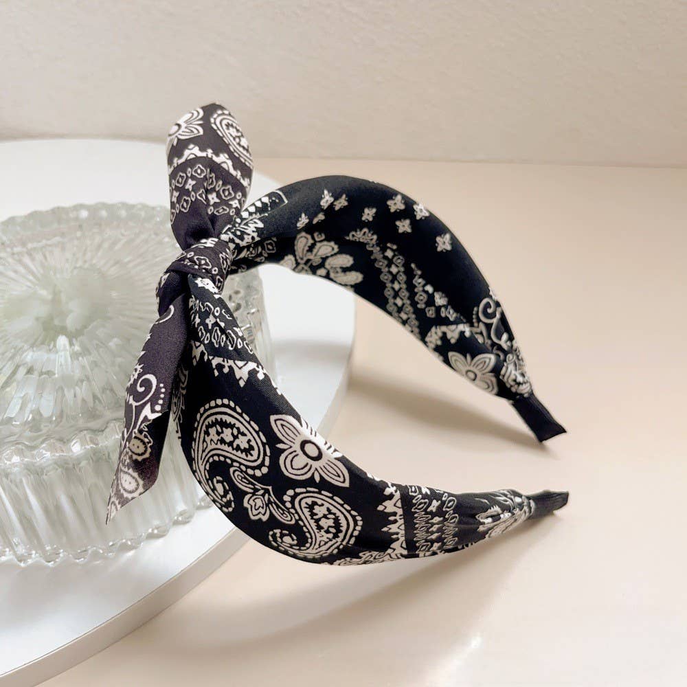 WIDE BOW BOHO PAISLEY HEADBAND HAIR BAND