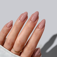 Nude Pink Extra Short Almond Nails - Plain Artificial Nails: Power Calm