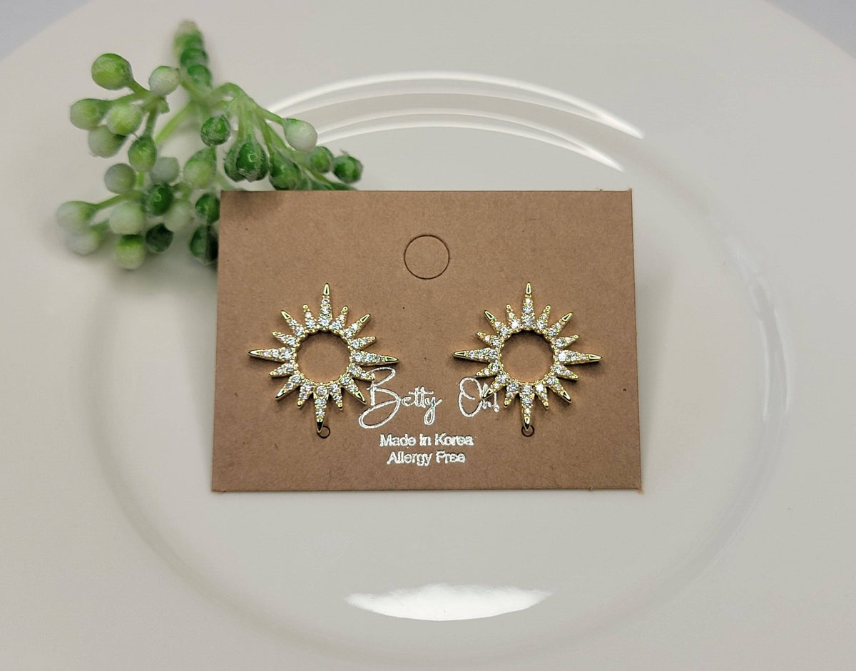 Gold Sun Shape Post Earrings