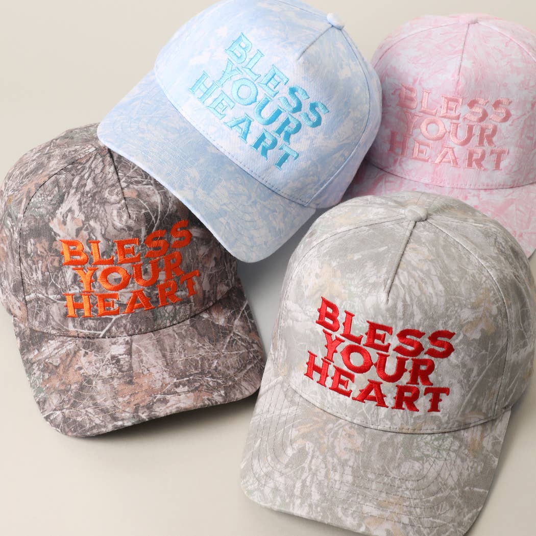 BLESS YOUR HEART Embroidery Camo Trucker Hat
: LT CAMO