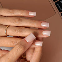 Short Square White Plain Nails