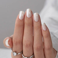 White Glazed Press On Nails