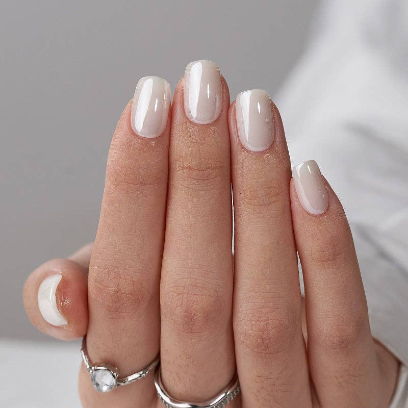 White Glazed Press On Nails