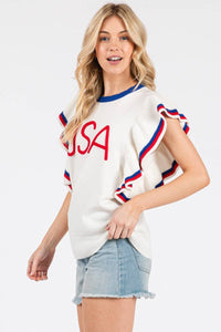 American Sweater with Ruffle Sleeve