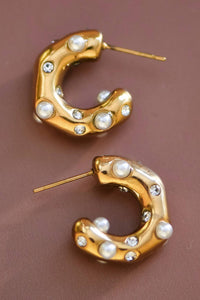 C Hoop Pearl Earrings