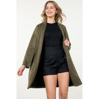 Suede Coat: OLIVE