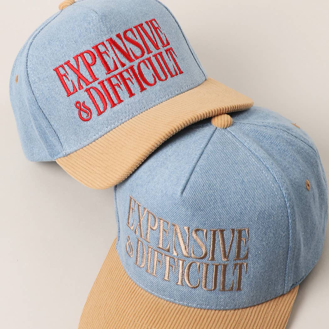 EXPENSIVE DIFFICULT Denim Corduroy Trucker Hat: LBG-LDN-BEIGE / One Size