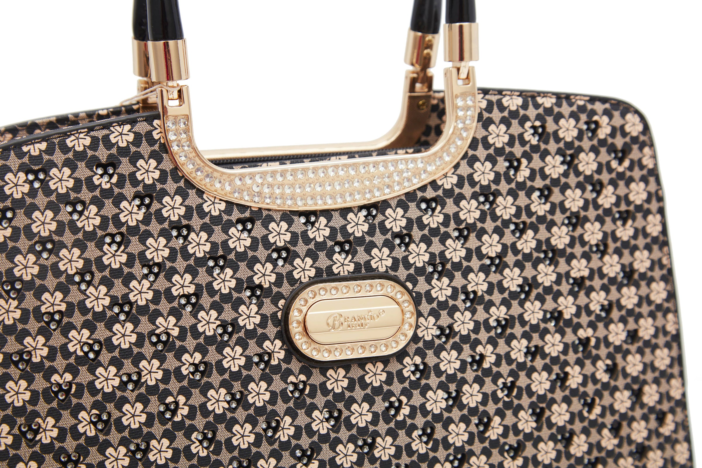 Brangio Italy Galaxy Stars Clover Stars Designer Tote Bag: Black
