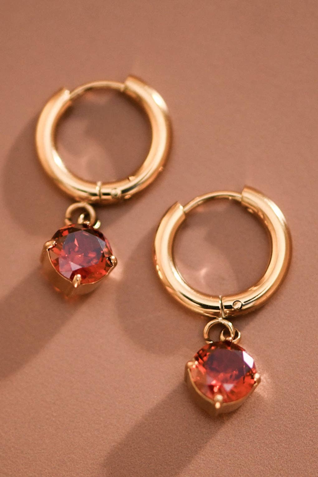 Red Crystal Hoops