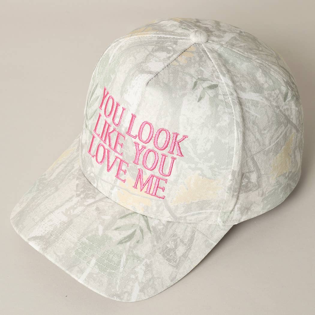 You Look Like You Love Me Embroidery Camo Cap: BEIGE CAMO-BEIGE / ONE SIZE
