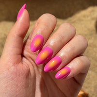 Hot Pink and Yellow Ombre Nails - Almond Press On Nails Kit