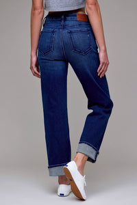 Dark Wash Cuffed  31" Inseam Straight Jean: