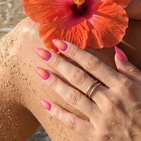 Hot Pink and Yellow Ombre Nails - Almond Press On Nails Kit