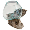 Glass Planter on Natural Wood Base