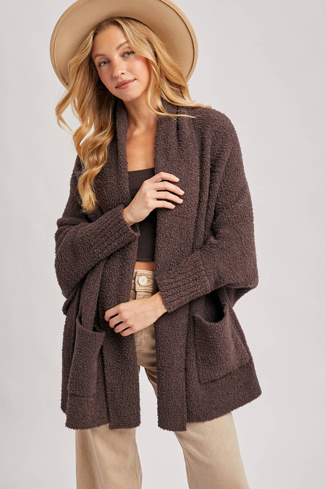 BLANKET WRAP BOUCLE SWEATER CARDIGAN