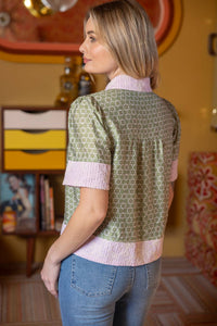 Button Down Floral Embroidered Top