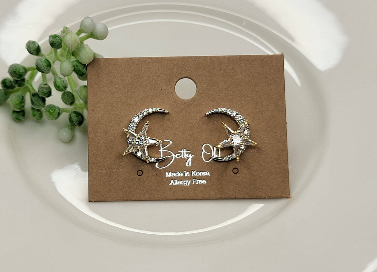 Moon & Star Post Earrings