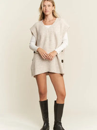 Buckled Oversize Sweater Vest