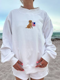 White American Flag Dog Mockneck Sweatshirt