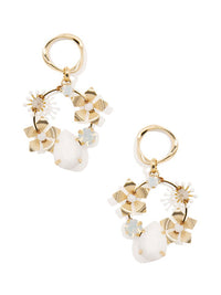 Handmade Drop Earring with Crystals and Flowers