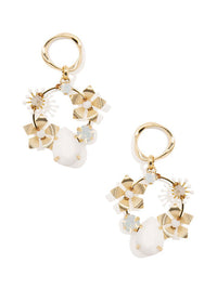 Handmade Drop Earring with Crystals and Flowers